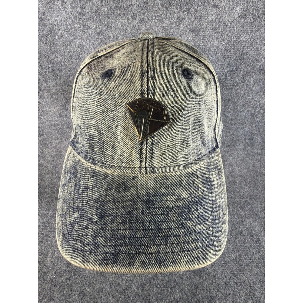 New Era 9TWENTY Acid Wash Denim Diamond Logo Adjustable Strapback Hat Blue